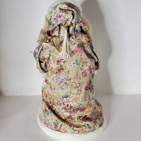 Old World Santa with pink paisley coat 17" tall Christmas tree topper Excellent - Picture 4 of 11